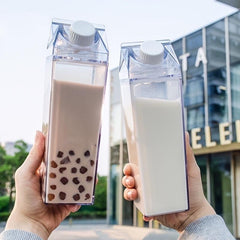 1pc Milk Carton Water Bottle 34oz Transparent Plastic Drinkware