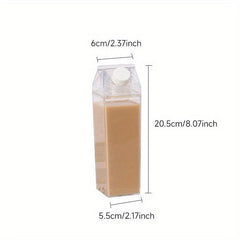 1pc Milk Carton Water Bottle 34oz Transparent Plastic Drinkware