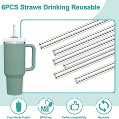 6 Pk Replacement Straws For Travel Tumbler Reusable Straws W/Cleaning Brush