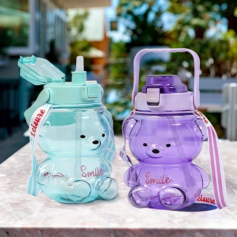 Bear Water Bottle 1350ml Portable with Shoulder Strap for Camping Sports