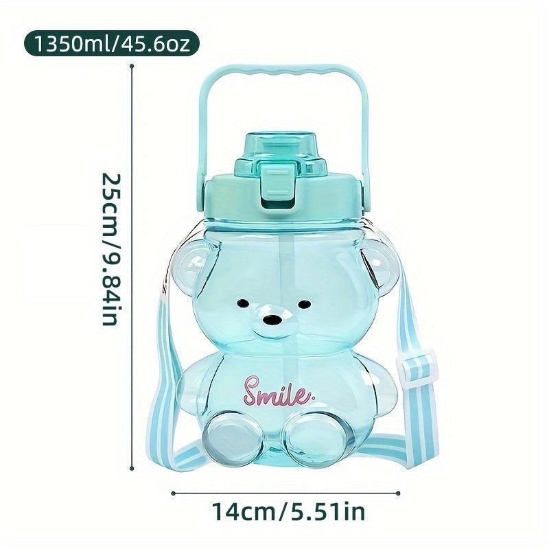 Bear Water Bottle 1350ml Portable with Shoulder Strap for Camping Sports