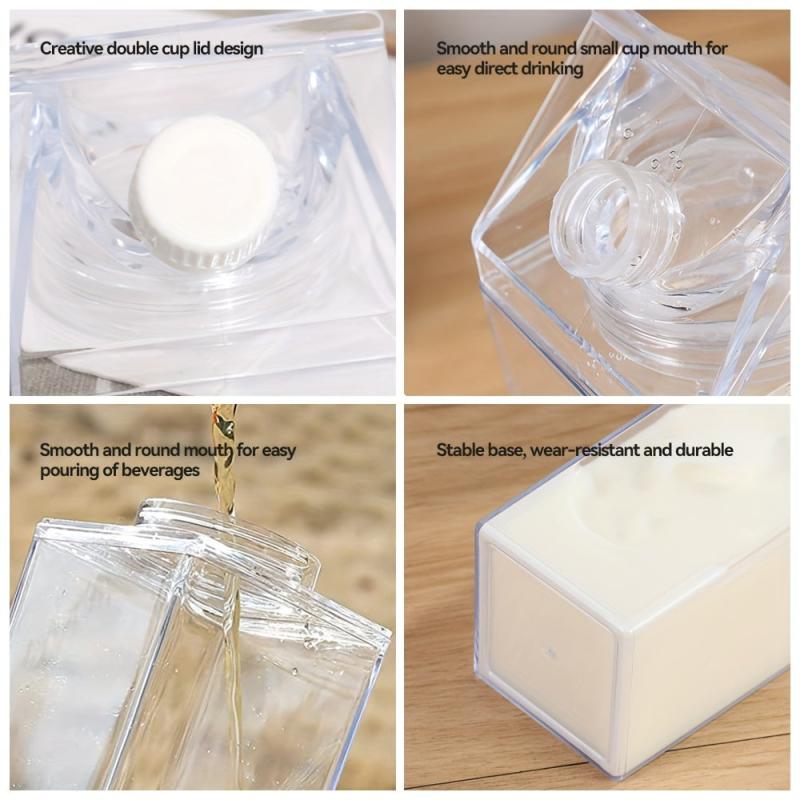 17oz 500ml Milk Carton Water Bottle Sealed Square Milk Cup, BPA-Free