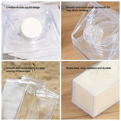 17oz 500ml Milk Carton Water Bottle Sealed Square Milk Cup, BPA-Free