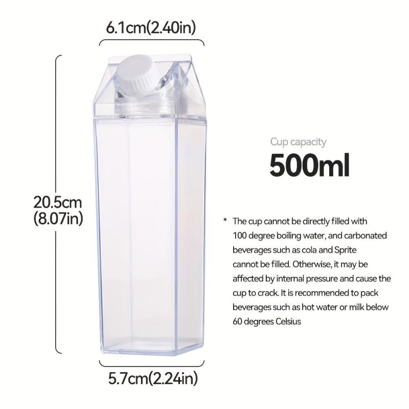 17oz 500ml Milk Carton Water Bottle Sealed Square Milk Cup, BPA-Free