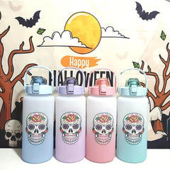 Halloween Sports Water Bottles Gradient Large Capacity Portable Drinking Cups