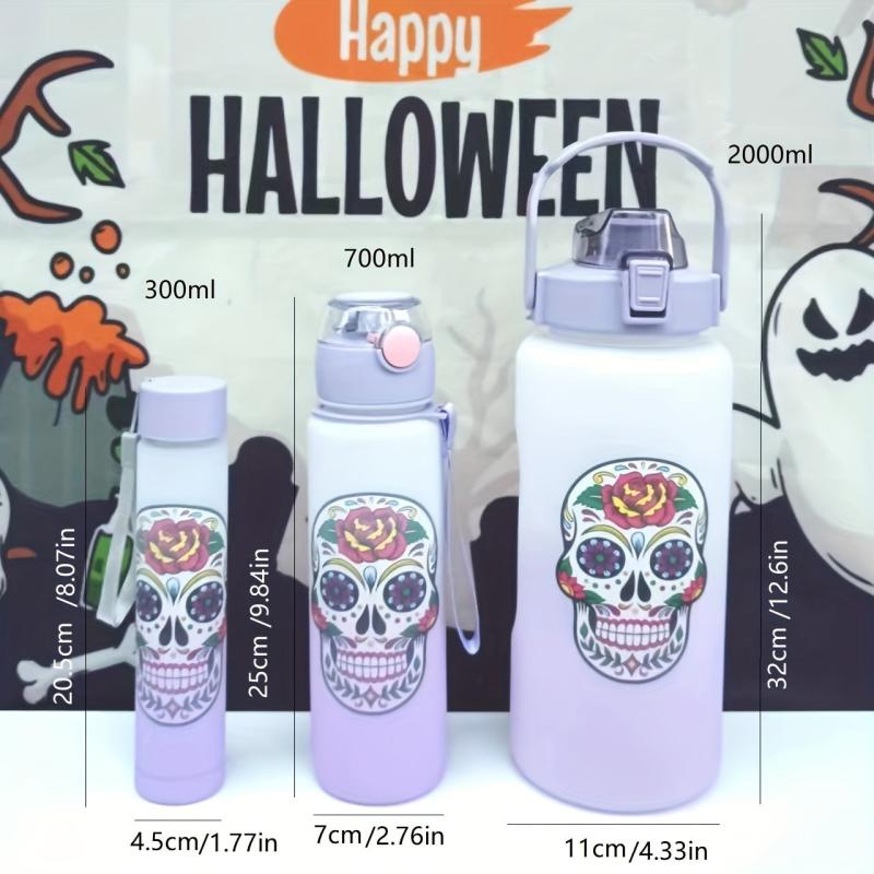 Halloween Sports Water Bottles Gradient Large Capacity Portable Drinking Cups