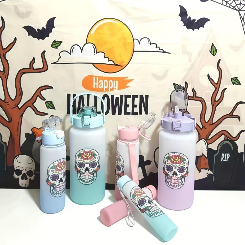 Halloween Sports Water Bottles Gradient Large Capacity Portable Drinking Cups