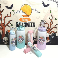 Halloween Sports Water Bottles Gradient Large Capacity Portable Drinking Cups