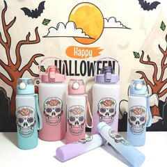 Halloween Sports Water Bottles Gradient Large Capacity Portable Drinking Cups