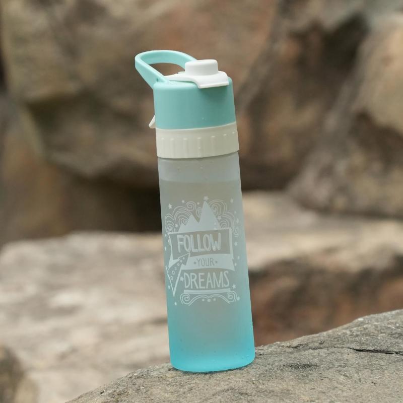 700ml Misting Sports Water Bottle Bpa Plastic Gradient Office Gym Outdoor