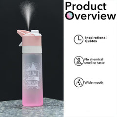 700ml Misting Sports Water Bottle Bpa Plastic Gradient Office Gym Outdoor