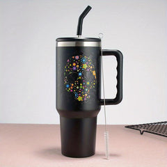 1200ml Double Layer Stainless Steel Insulated Straw Cup 40oz Car Cup