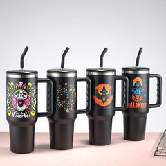 1200ml Double Layer Stainless Steel Insulated Straw Cup 40oz Car Cup