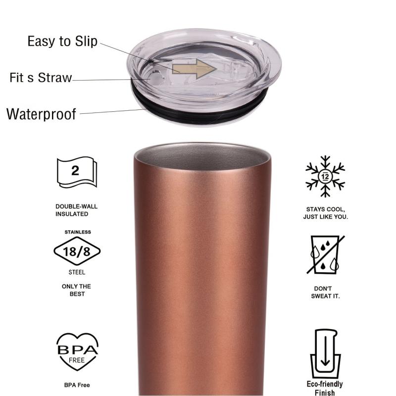 Skinny Tumbler 20oz Stainless Steel Double Wall Vacuum Insulated Cup