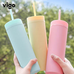 Large Capacity Water Tumbler with Straw for Outdoor Camping & School