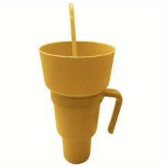 Stadium Tumbler 2-In-1 Drink & Snack Cup Plastic With Lid Straw & Popcorn Holder