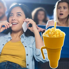 Stadium Tumbler 2-In-1 Drink & Snack Cup Plastic With Lid Straw & Popcorn Holder
