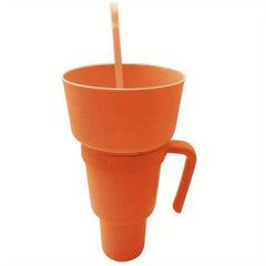 Stadium Tumbler 2-In-1 Drink & Snack Cup Plastic With Lid Straw & Popcorn Holder