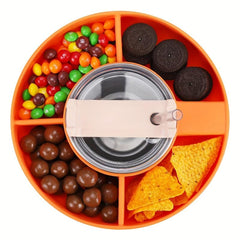 40oz Tumbler Snack Bowl With Handle, 4 Compartments Reusable Platter