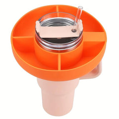 40oz Tumbler Snack Bowl With Handle, 4 Compartments Reusable Platter