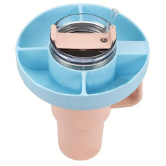 40oz Tumbler Snack Bowl With Handle, 4 Compartments Reusable Platter