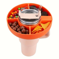 40oz Tumbler Snack Bowl With Handle, 4 Compartments Reusable Platter