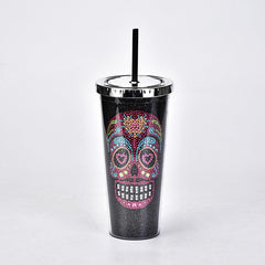 24oz Skull Tumbler with Lid and Straw - Ideal for All Drinks and Halloween Decor