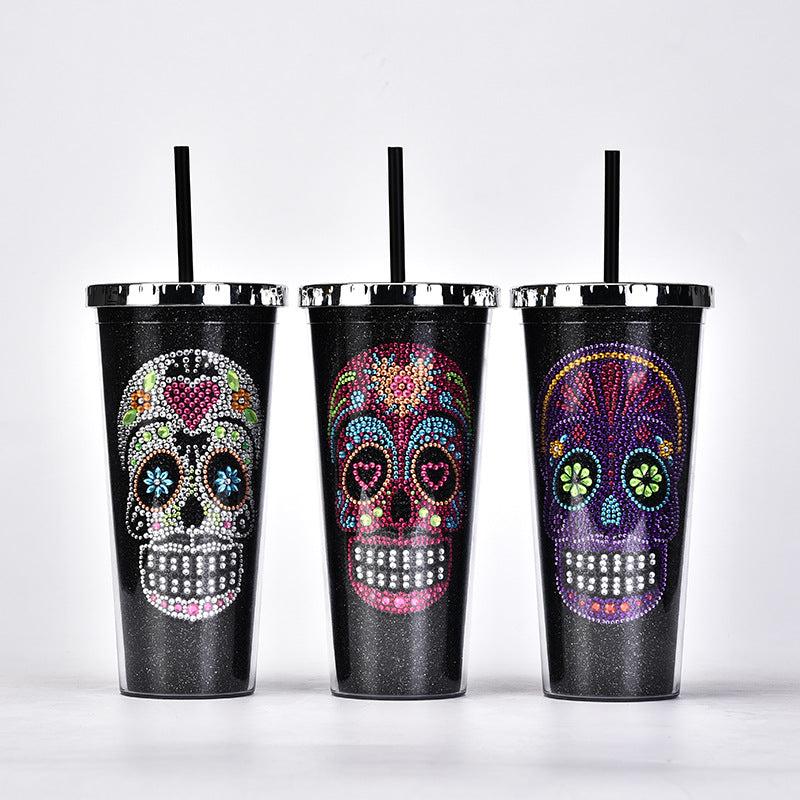 24oz Skull Tumbler with Lid and Straw - Ideal for All Drinks and Halloween Decor