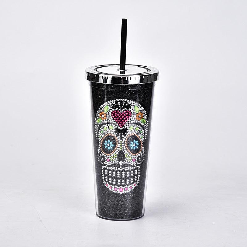 24oz Skull Tumbler with Lid and Straw - Ideal for All Drinks and Halloween Decor