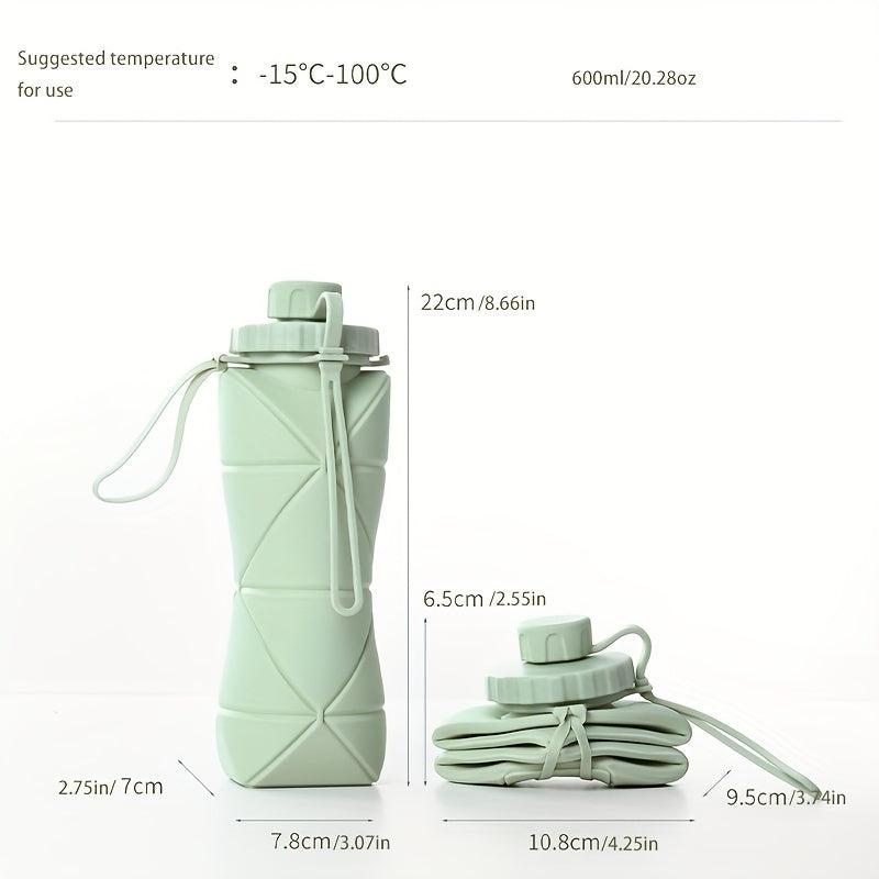 Collapsible Silicone Water Bottle 600ml 20oz Portable Reusable Outdoor Camping