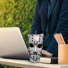 20oz Ghost Mask Tumbler Horror Pattern Insulated Water Bottle