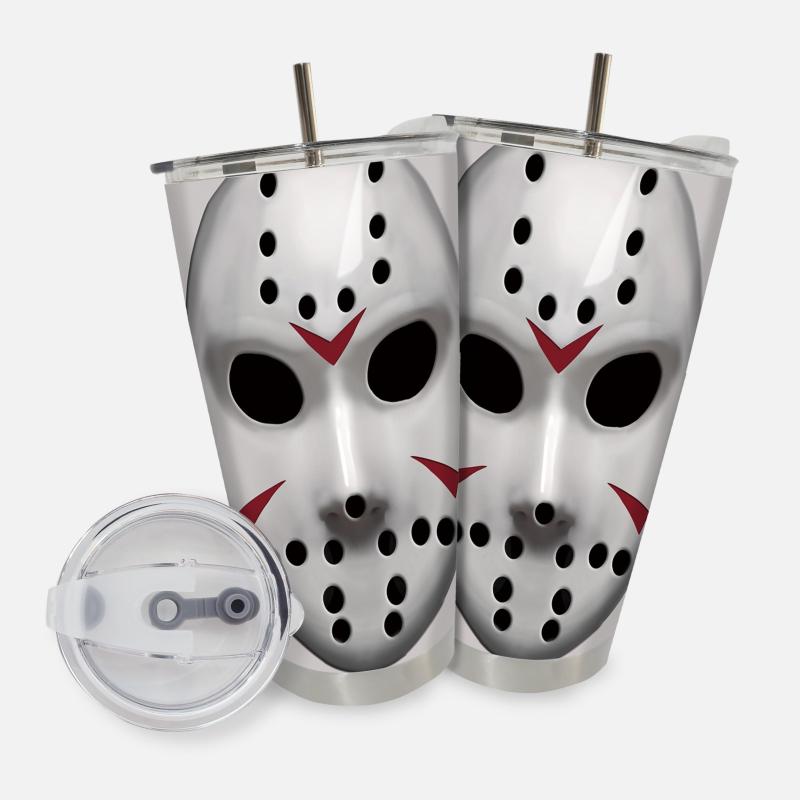 20oz Ghost Mask Tumbler Horror Pattern Insulated Water Bottle