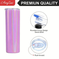 Anyzoo Glitter Tumbler 20oz With Lid And Straw For Cars Home Office