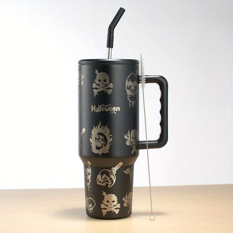 Skull Tumbler 40oz Stainless Steel Insulated Water Bottle With Lid