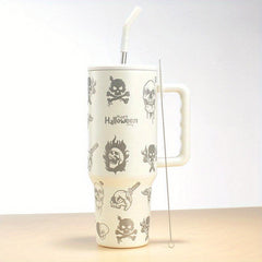 Skull Tumbler 40oz Stainless Steel Insulated Water Bottle With Lid