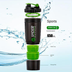 Protein Shaker Bottle 3 Layers Large Capacity Outdoor Water Bottle