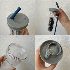 700ml Straw Cup with Tea Storage & Collapsible Straw
