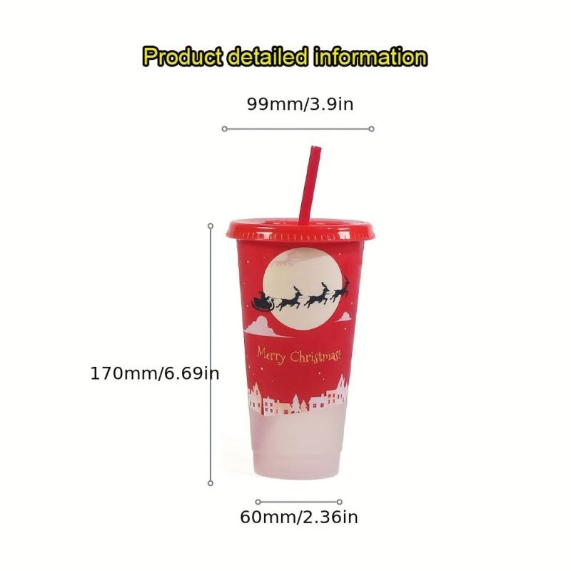 Christmas Tumbler 710ml Water Bottle with Lid and Straw