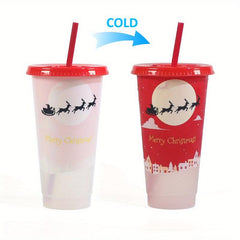 Christmas Tumbler 710ml Water Bottle with Lid and Straw