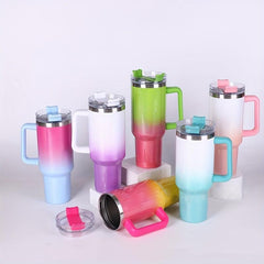 Sakura Train 40 OZ Portable Rainbow Gradient Car Tumbler