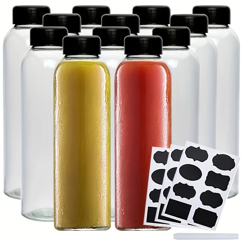 Set of 4 Glass Travel Water Bottles 500ml Leak-proof Portable