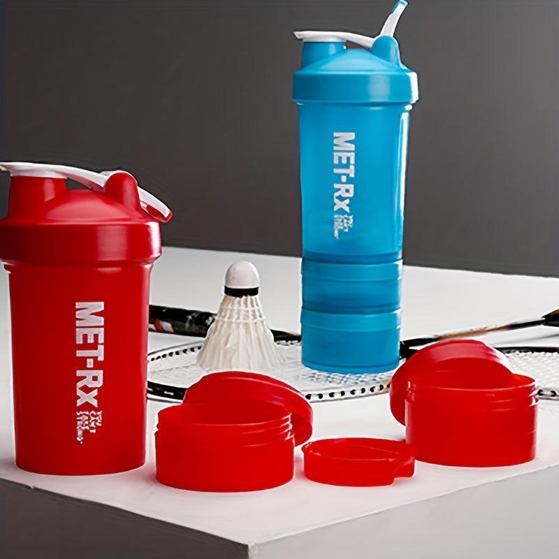 3 Tier Shaker Bottle w/ Pill Organizer & Powder Storage