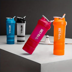3 Tier Shaker Bottle w/ Pill Organizer & Powder Storage