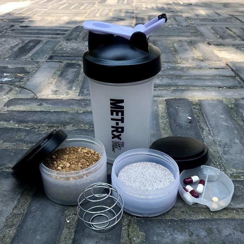3 Tier Shaker Bottle w/ Pill Organizer & Powder Storage