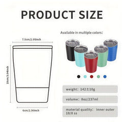 Watersy 8oz Double Wall Stainless Steel Cup with Lid - Small Rambler Tumbler