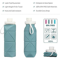 Collapsible Water Bottle Leakproof BPA Silicone Foldable Travel Sports