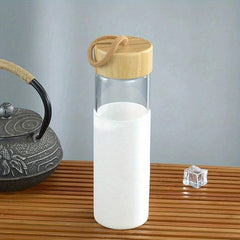 550ml Glass Water Bottle with Bamboo Lid & Sleeve