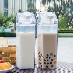 Square Plastic Milk Cup Large Capacity Water Bottle C