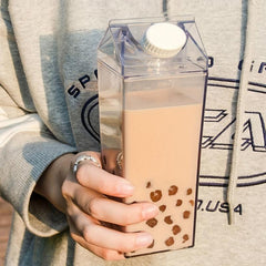 Square Plastic Milk Cup Large Capacity Water Bottle C
