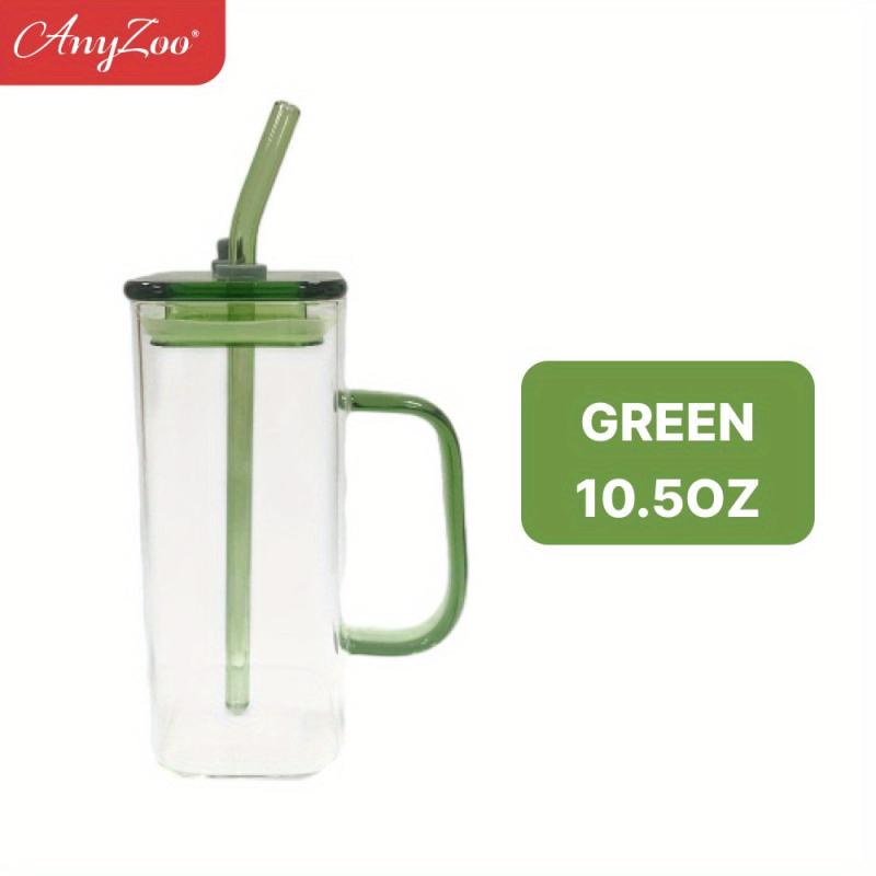 Anyzoo Glass Tumbler 300ml with Lid & Straw
